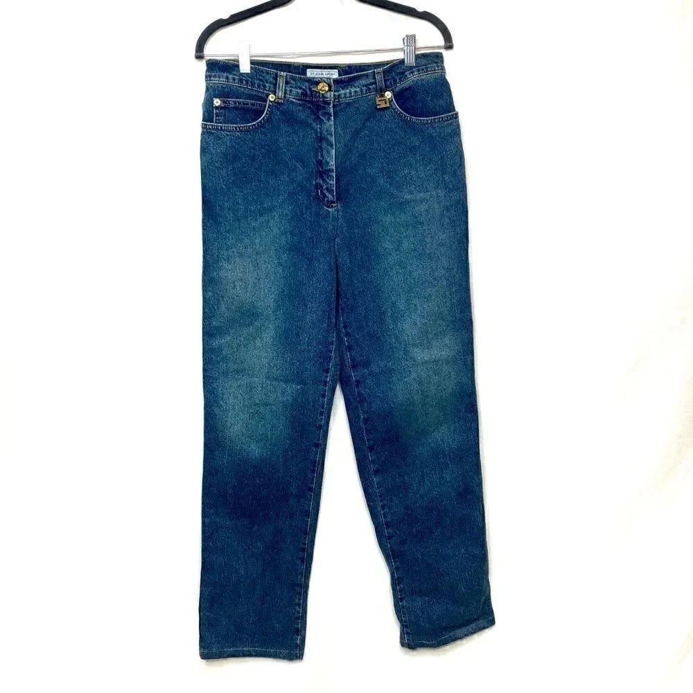 St. John Sport high rise tapered leg mom jeans 10
